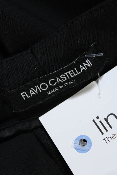 Flavio Castellani Womens Cotton Side Striped Straight Leg Trousers Black Size 40