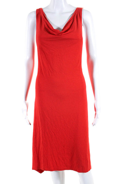 Eileen Fisher Women's Sleeveless Cowl Neck Midi Dress Orange Size M