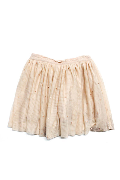 Stella McCartney Girls Sequin Mesh Overlay A Line Skirt Beige Size 6