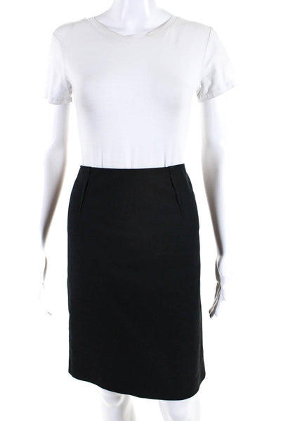 Paule Ka Womens Back Zip Knee Length Pencil Skirt Suit Black Cotton Size IT 44