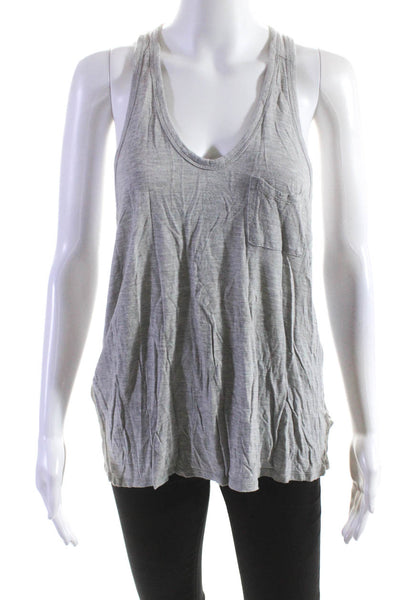 T Alexander Wang Womens Scoop Neck Racerback Pocket Tank Top Gray Size Small