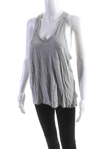 T Alexander Wang Womens Scoop Neck Racerback Pocket Tank Top Gray Size Small