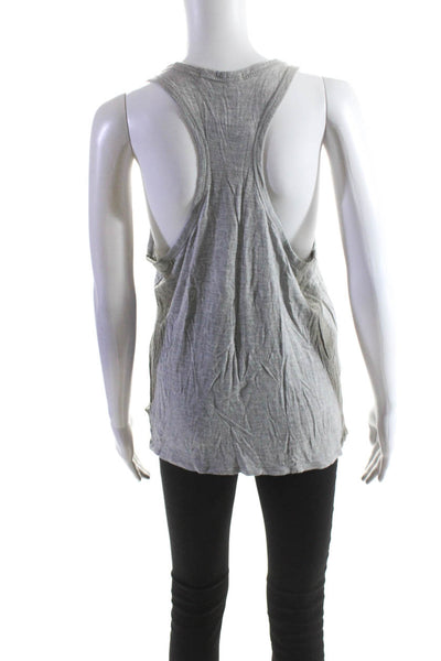 T Alexander Wang Womens Scoop Neck Racerback Pocket Tank Top Gray Size Small