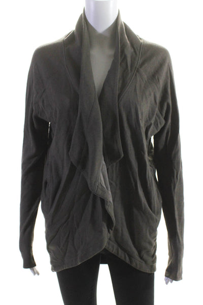 Helmut Lang Womens Long Open Front Waterfall Cardigan Sweater Brown Size Small