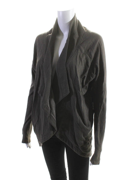 Helmut Lang Womens Long Open Front Waterfall Cardigan Sweater Brown Size Small