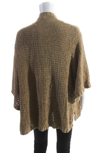 Calypso Saint Barth Womens Loose Knit Short Sleeve Open Cardigan Brown Size 0