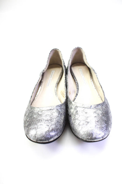 Vera Wang Lavender Womens Leather Metallic Ballet Flats Silver Tone Size 7.5