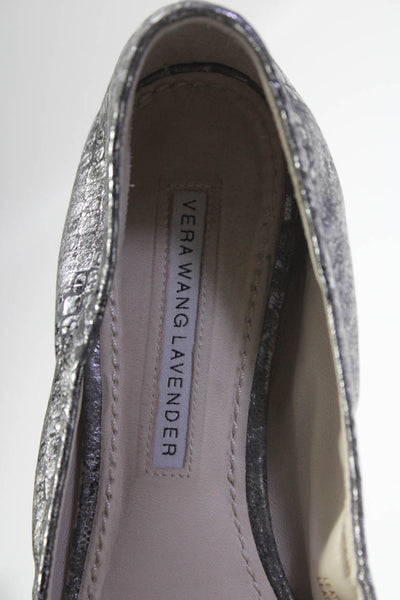 Vera Wang Lavender Womens Leather Metallic Ballet Flats Silver Tone Size 7.5