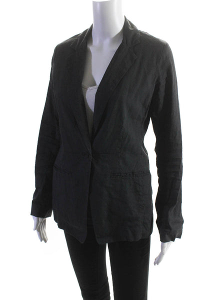 Eileen Fisher Womens Thin One Button Long Sleeved Collared Blazer Gray Size 4