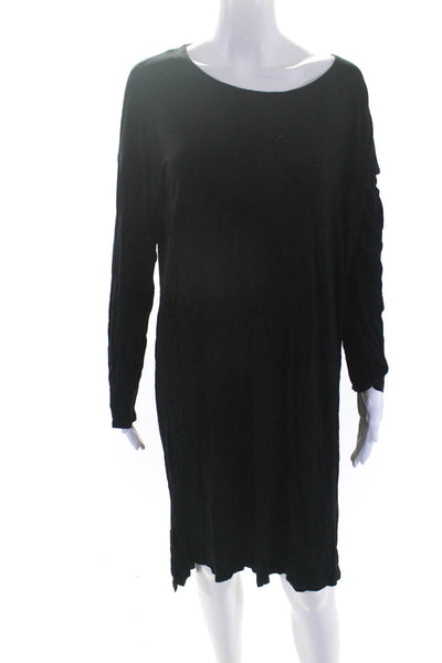 Eileen Fisher Womens Long Sleeves Shirt Dress Black Size Large