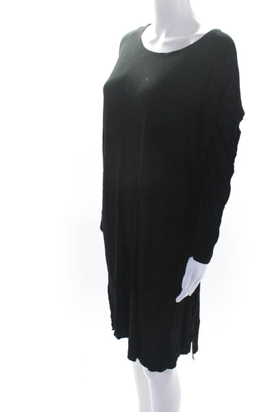 Eileen Fisher Womens Long Sleeves Shirt Dress Black Size Large