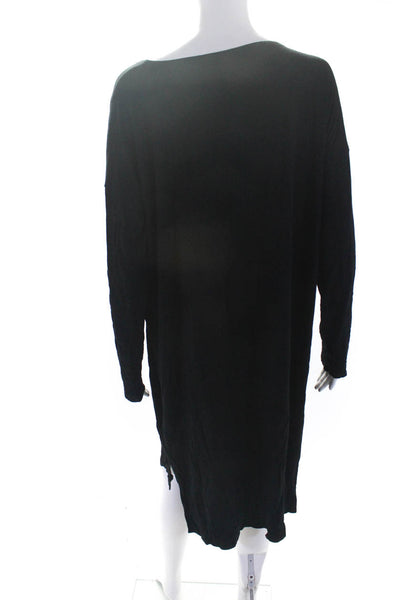 Eileen Fisher Womens Long Sleeves Shirt Dress Black Size Large