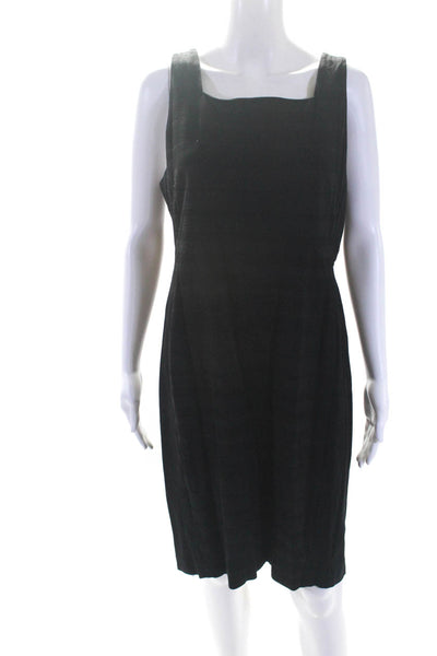 Eileen Fisher Womens Striped Sleeveless Body Con Dress Black Size 12