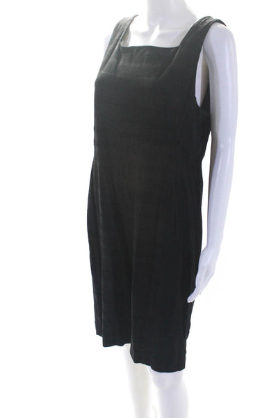 Eileen Fisher Womens Striped Sleeveless Body Con Dress Black Size 12