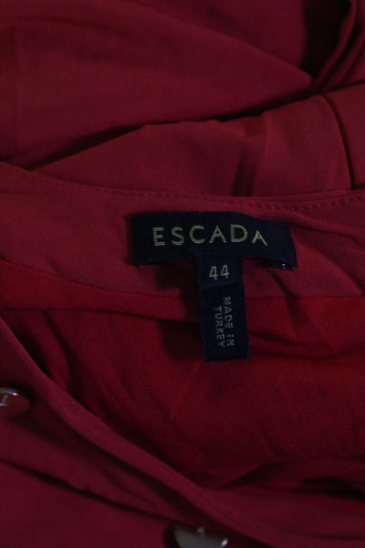 Escada Womens V Neck Gold Buttons Trim Sleeveless Dress Red Size EUR 44
