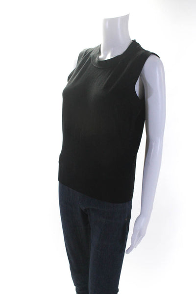 August Silk Womens Silk Blend Crew Neck Shell Sweater Black Size Large