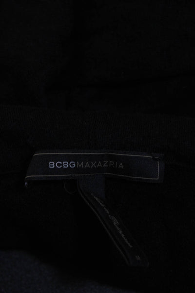 BCBG Max Azria Womens Full Zipper Dawn Hoodie Black Cotton Size Medium