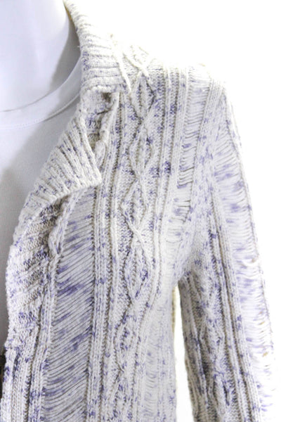 Rodarte + Opening Ceremony Womens Cable Knit Zip Cardigan White Blue Small