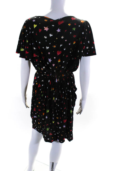 Tsumori Chisato Womens Jersey Heart Print Midi Dress Black Red Green Size 2