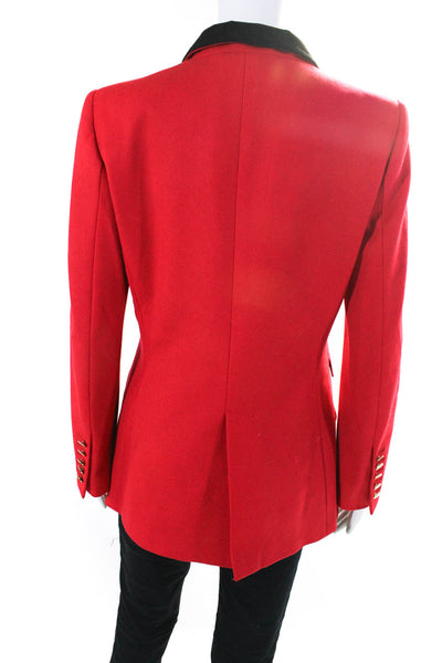 Les Copains Womens Bright Red Wool Three Button Long Sleeve Blazer Size 42