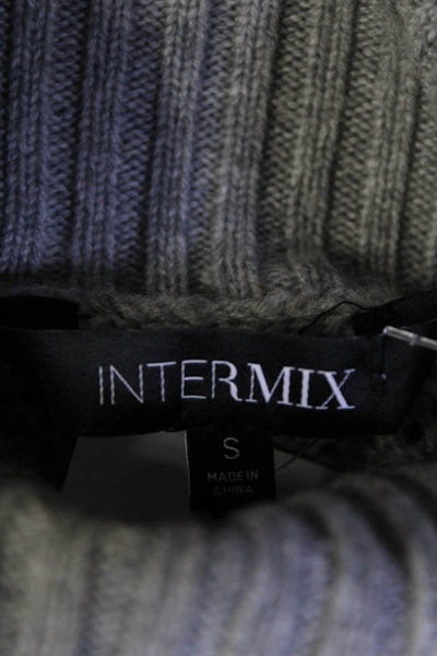 Intermix Women's Turtleneck Sleeveless Cutout Cable-Knit Sweater Gray Size S