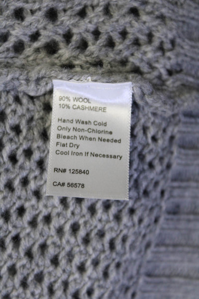 Intermix Women's Turtleneck Sleeveless Cutout Cable-Knit Sweater Gray Size S