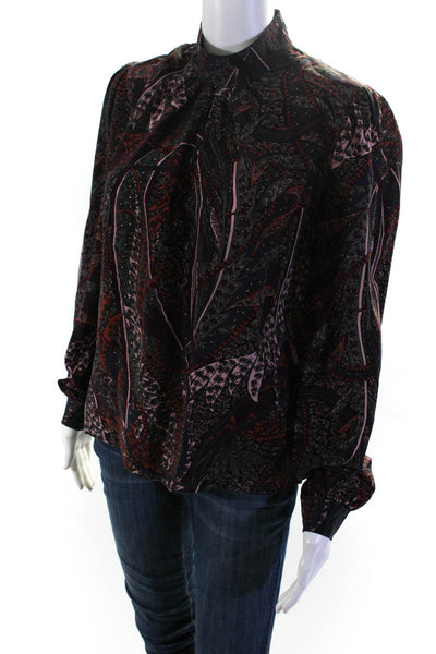 Vanessa Bruno Women's High Neck Long Sleeves Floral Blouse Size 36