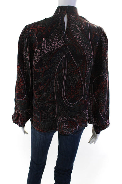 Vanessa Bruno Women's High Neck Long Sleeves Floral Blouse Size 36