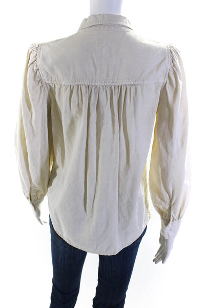 Rails Women's Collar Long Sleeves Button Up Shirt Beige Size S