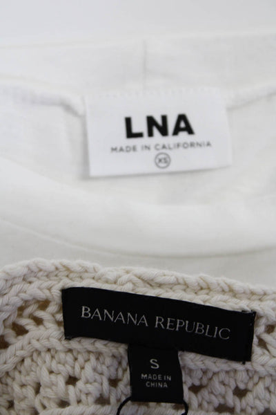 LNA Banana Republic Women's 3/4 Sleeves Crewneck T-Shirt White Size XS