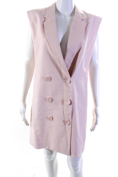Tibi Womens Linen Double Breasted Sleeveless Blazer Dress Pink Size 8