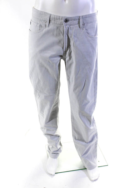 AG Adriano Goldschmied Mens Cotton Buttoned Straight Leg Pants Gray Size EUR34