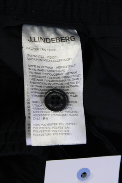 J. Lindeberg Mens Striped Ruched Drawstring Hook & Eye Pants Black Size EUR34