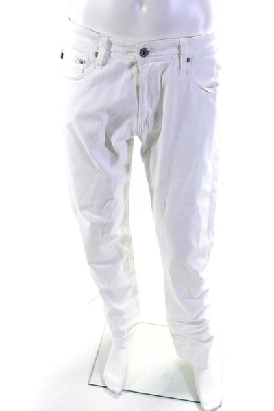 AG Adriano Goldschmied Mens Cotton Buttoned Straight Leg Pants White Size EUR34