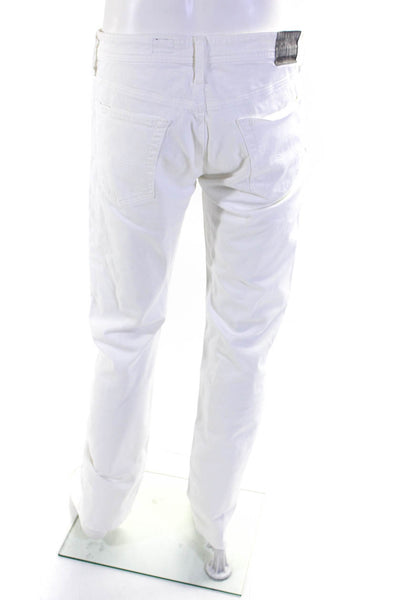 AG Adriano Goldschmied Mens Cotton Buttoned Straight Leg Pants White Size EUR34