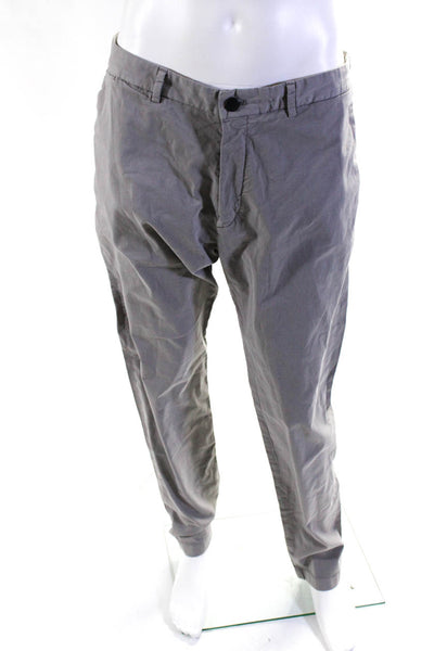 Theory Mens Cotton Buttoned Zipped Straight Leg Casual Pants Gray Size EUR34