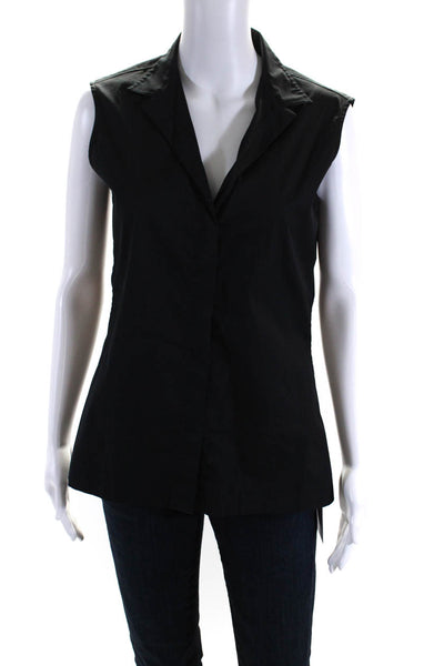 Shari's Place Women's Cotton Sleeveless Button Down Blouse Black Size 40