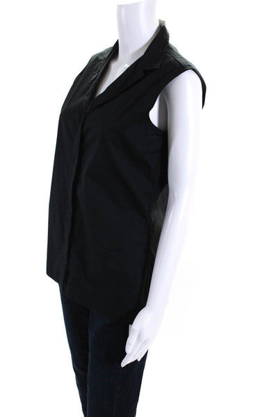 Shari's Place Women's Cotton Sleeveless Button Down Blouse Black Size 40