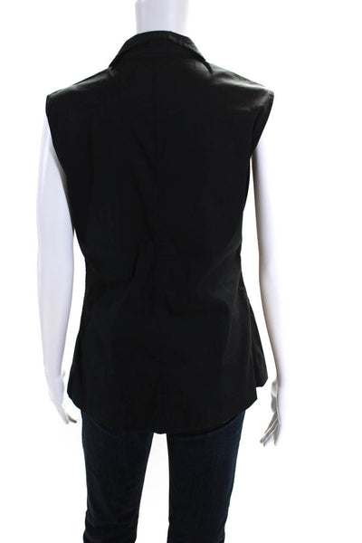 Shari's Place Women's Cotton Sleeveless Button Down Blouse Black Size 40