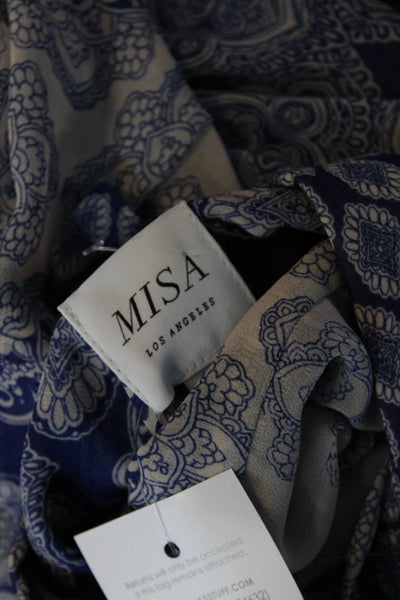Misa Women's Long Sleeve Abstract Print Button Down Blouse Blue Size S