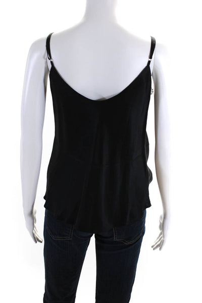 Cami Women's Silk Lace Trim Gathered Camisole Blouse Black Size S