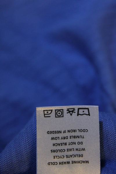 Lilla P Womens Cotton Tiered Round Neck Short Sleeve Maxi Dress Blue Size M