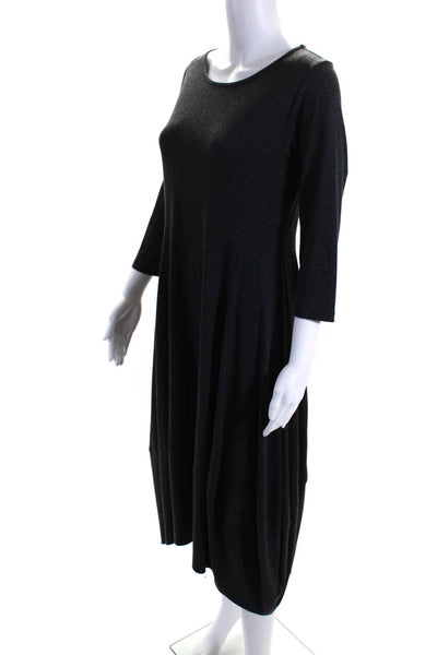 Comfy U.S.A. Womens Darte Round Neck Long Sleeve Pullover Maxi Dress Gray Size S