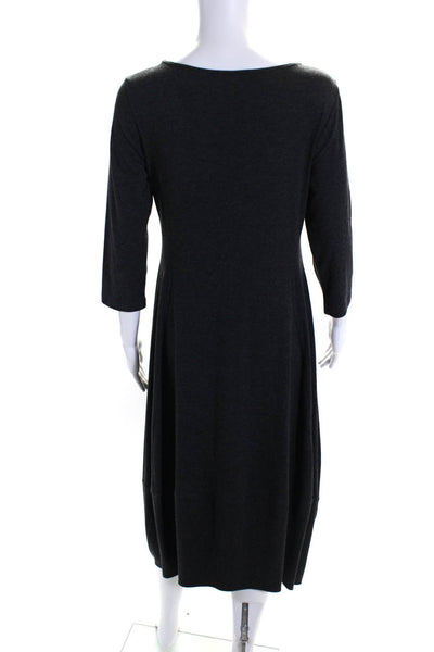 Comfy U.S.A. Womens Darte Round Neck Long Sleeve Pullover Maxi Dress Gray Size S