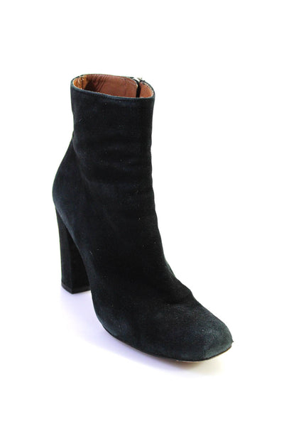IRO Womens Solid Black Suede Block Heels Zip Ankle Boots Shoes Size 8