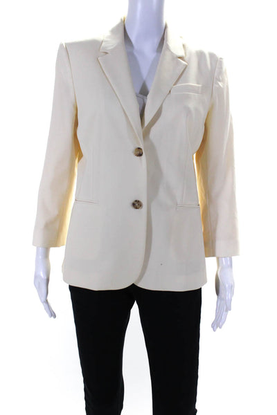 The Row Womens Two Button Notched Lapel Blazer Jacket Cream White Wool Size 2