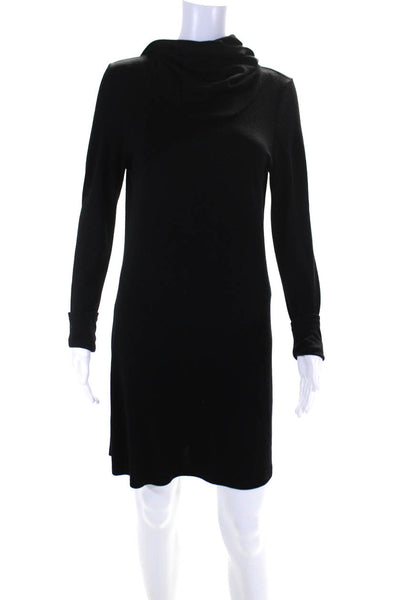 Alice + Olivia Womens Hooded Cowl Neck Long Sleeve Knit Dress Black Size Small