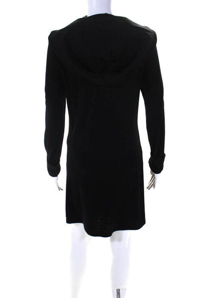 Alice + Olivia Womens Hooded Cowl Neck Long Sleeve Knit Dress Black Size Small