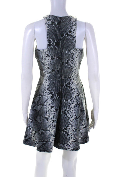 Elizabeth and James Womens High Neck Snakeskin Print Tank Dress Gray Size 4