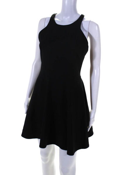 Elizabeth and James Womens High Neck A Line Sleeveless Short Dress Black Size 8